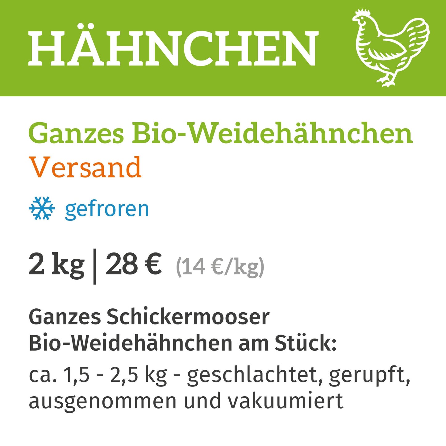 Ganzes Bio-Weidehähnchen / Zustellung am 12.11.2025