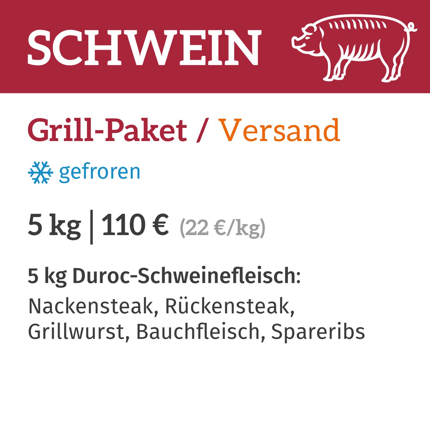 Schwein Grill-Paket / Zustellung am 10.09.2025