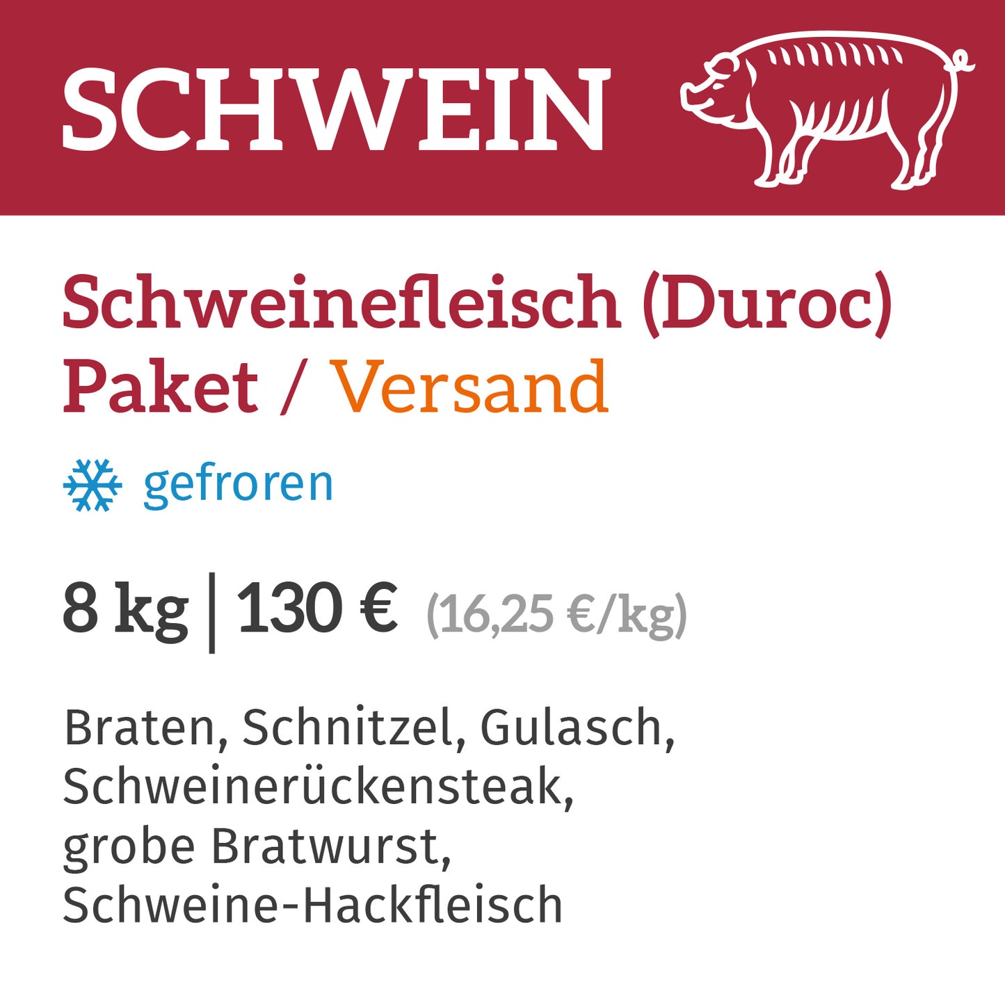 Schweinefleisch-Paket /Zustellung am 10.09.2025