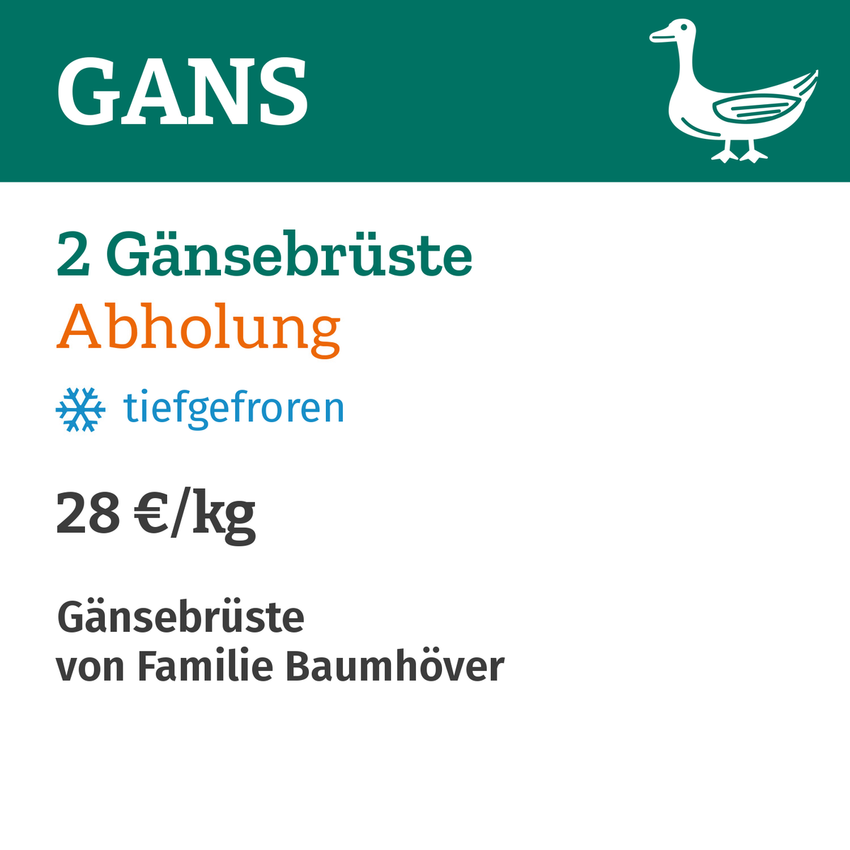 2 Gänsebrüste  Abholung am 18.12+19.12