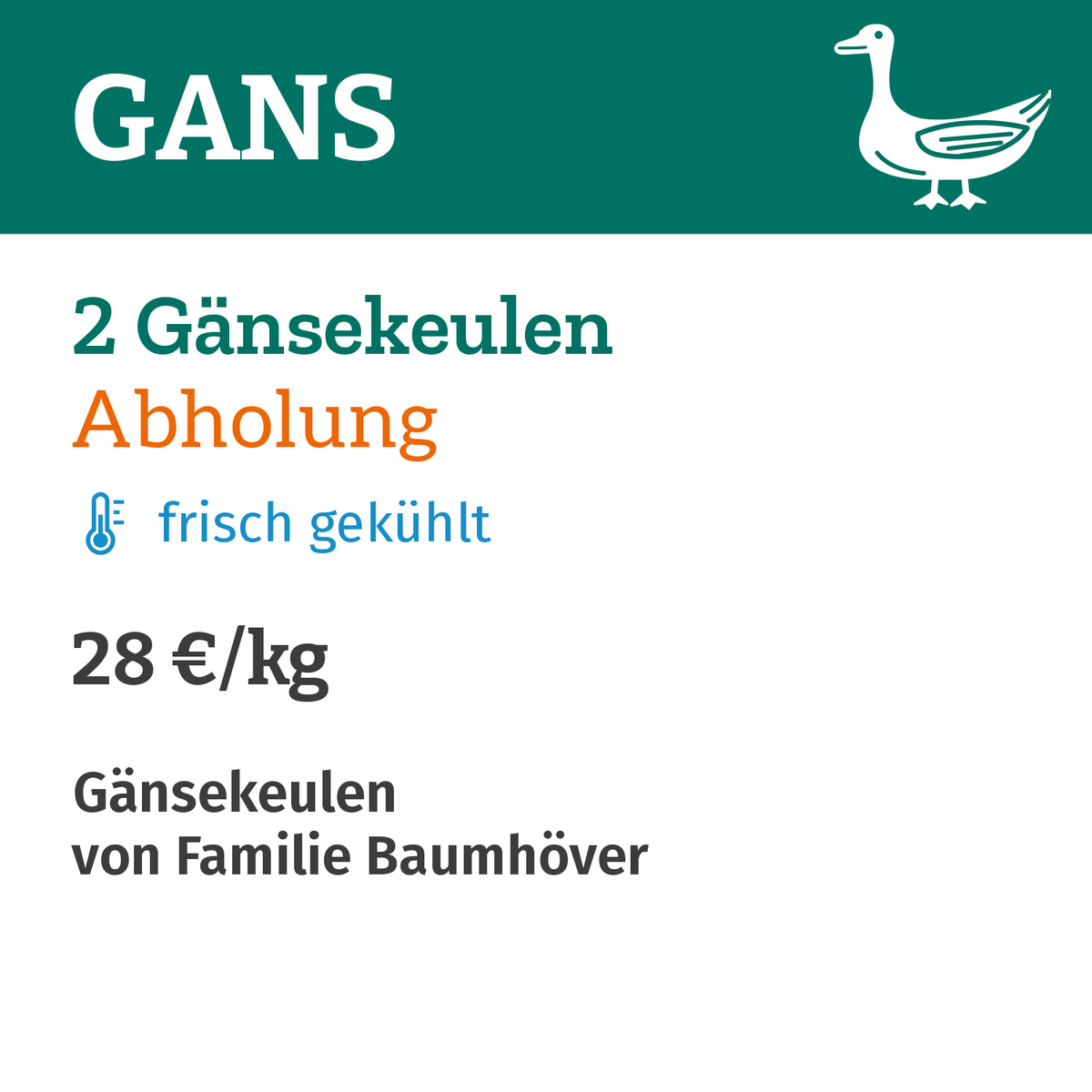2 Gänsekeulen  Abholung am 4.12+5.12
