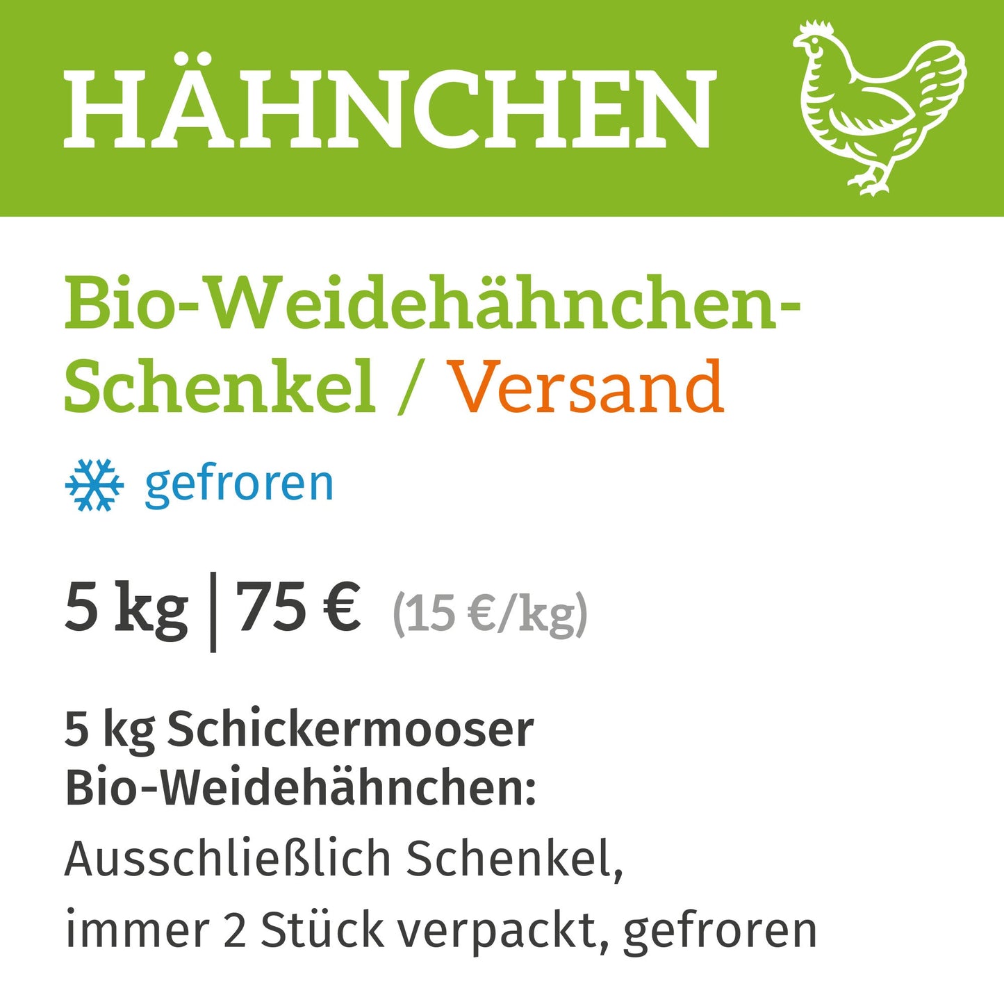 Bio-Weidehähnchen-Schenkel / Zustellung am 19.06.2024