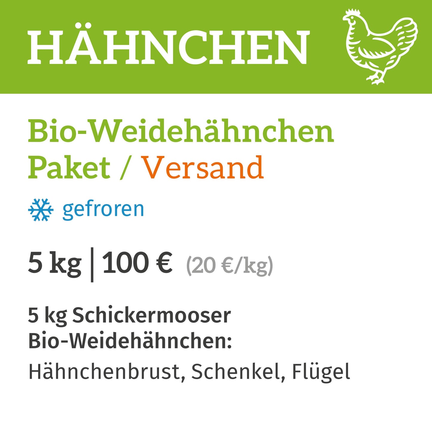 Bio-Weidehähnchen-Paket / Zustellung am 19.06.2024