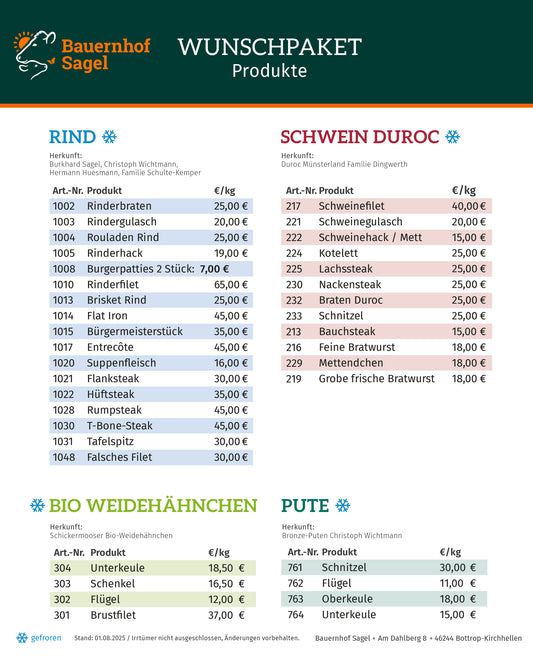Wunsch-Paket 222€ / Zustellung am 10.09.2025